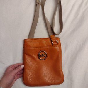 MICHAEL Michael Kors Orange Logo Leather Crossbody